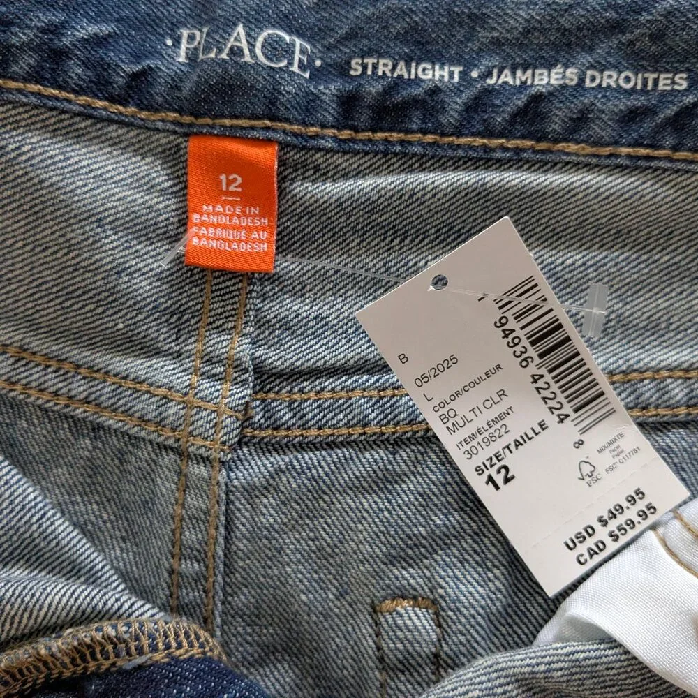 👖NWT: BOYS THE CHILDRENS PLACE - STRAIGHT LEG DENIM JEANS SIZE 12